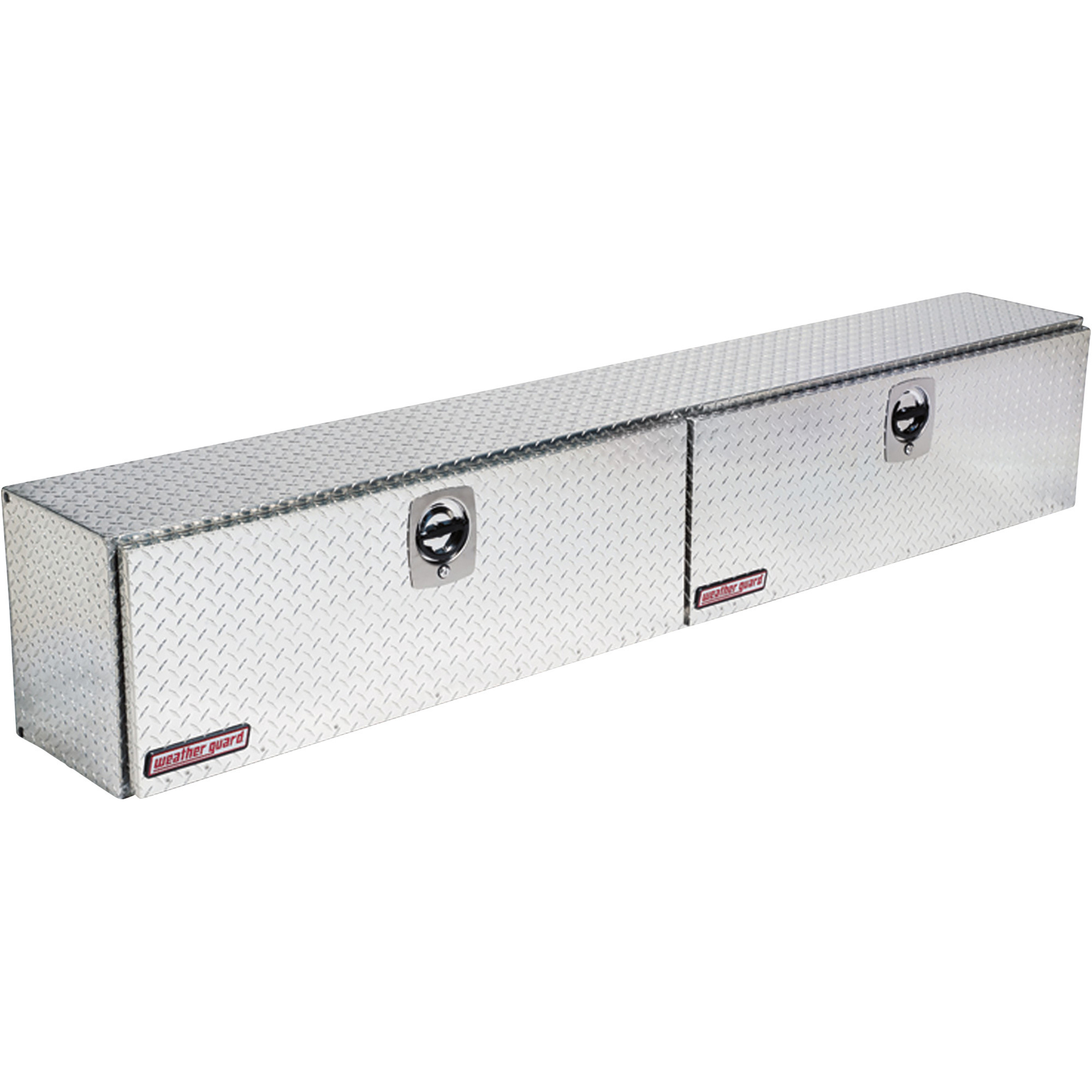 Weather Guard High-Side 2-Door Top-Mount Truck Tool Box, Aluminum, Diamond Plate, 3-Point Latching, 96.25in. x 13.25in. x 16in., Model# 396-0-02